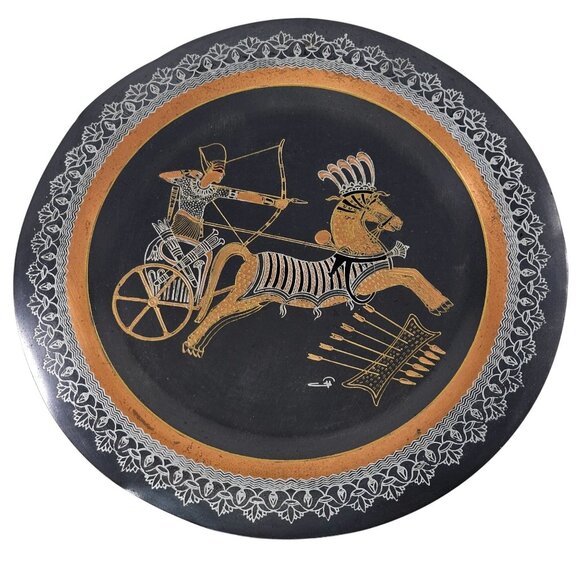 Handmade Egyptian Copper Plate With Chariot & Archer Design By El Shami - Picture 9 of 9